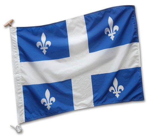 Drapeau du Québec avec cabillot et corde